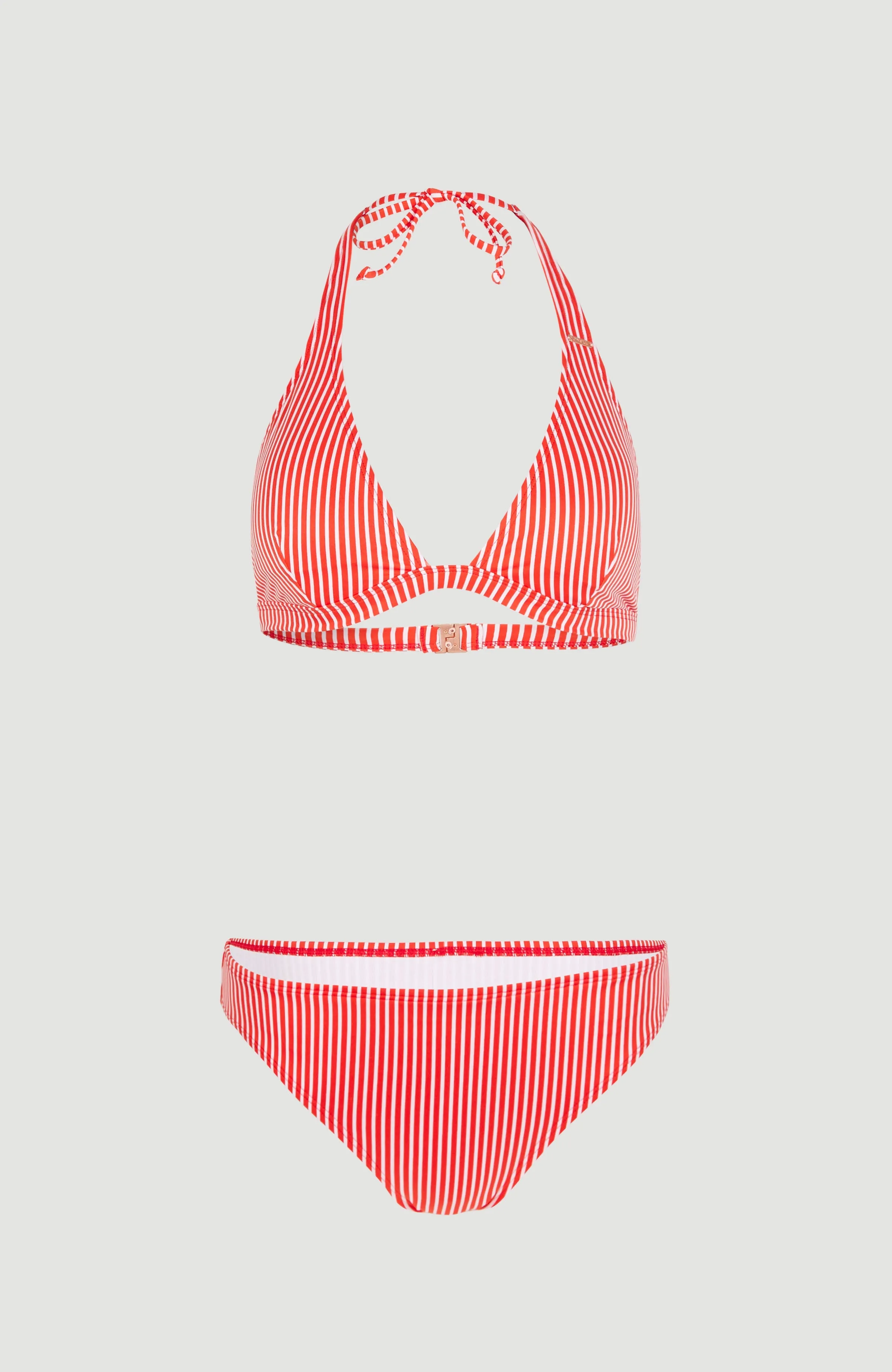 Marga - Cruz Halter Bikini Set | Red Simple Stripe