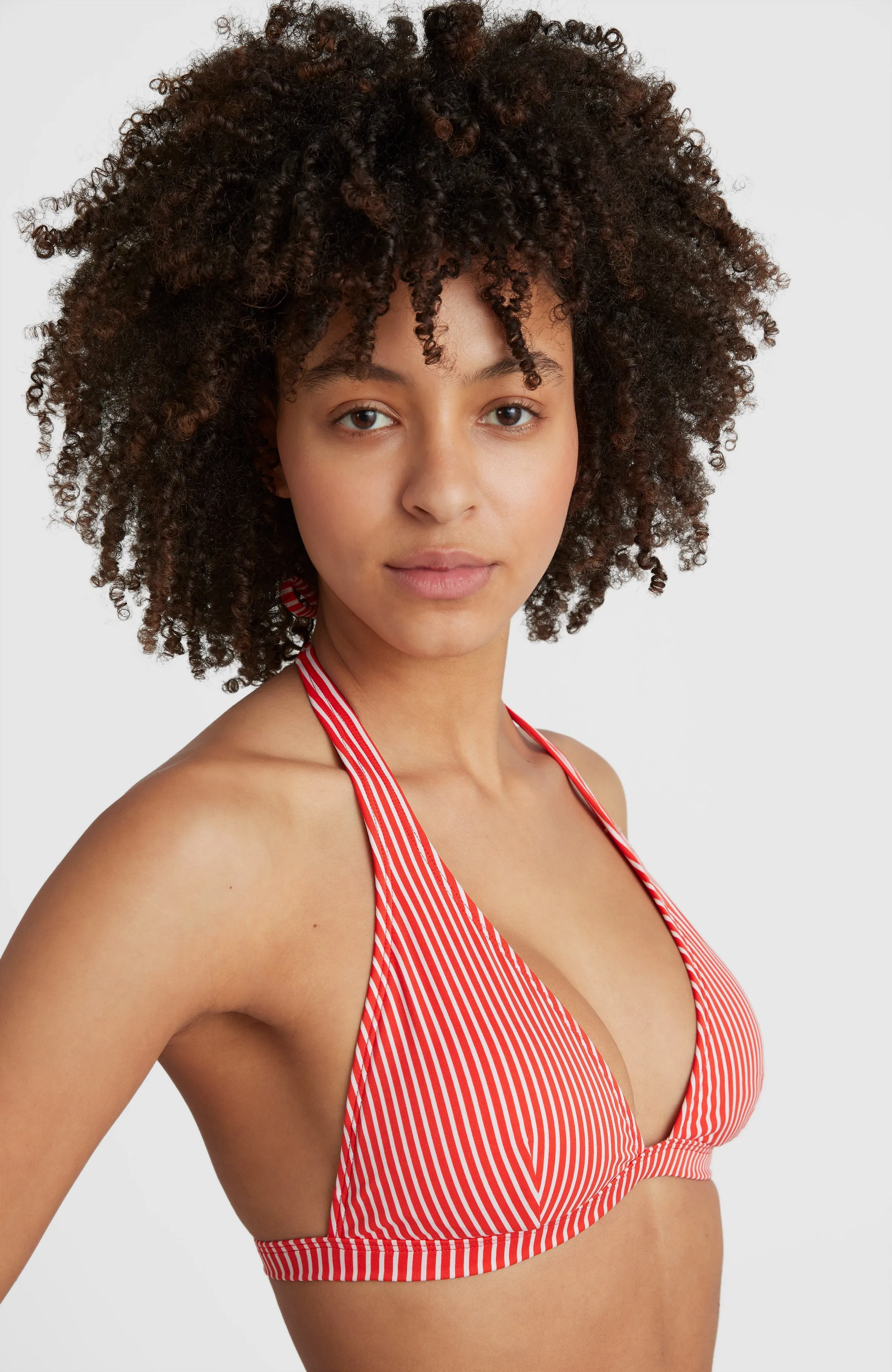 Marga - Cruz Halter Bikini Set | Red Simple Stripe