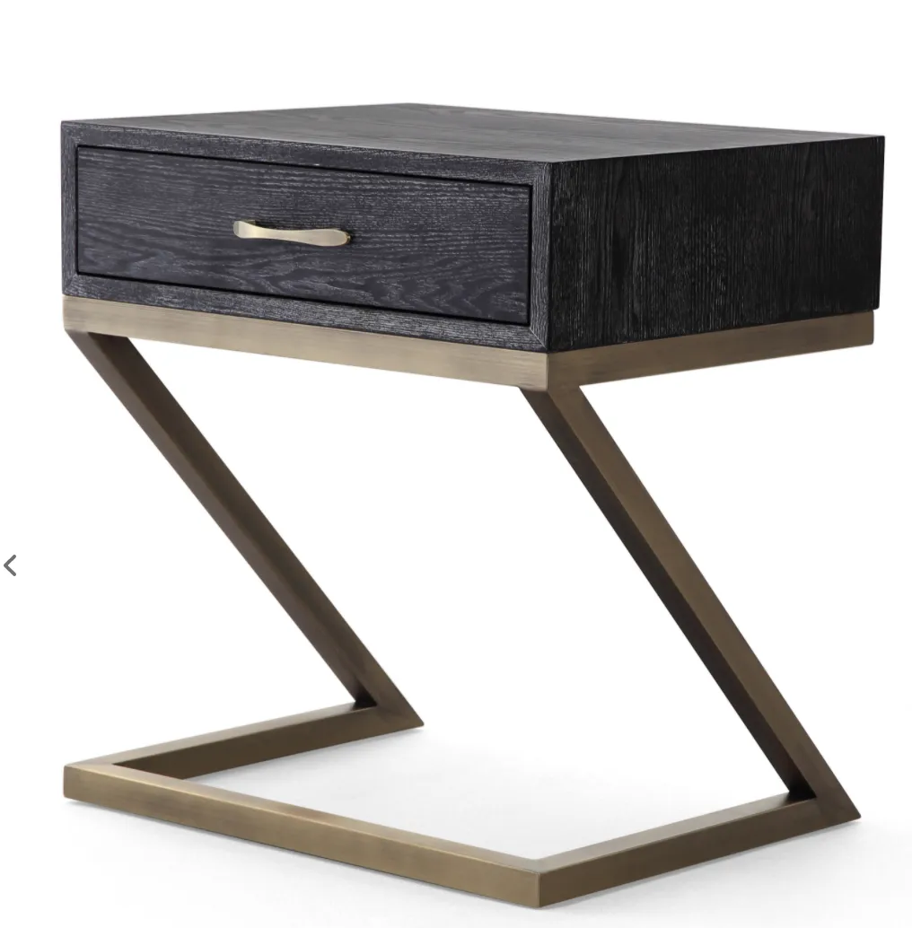 MASON BLACK SIDE TABLE, BRUSHED GOLD
