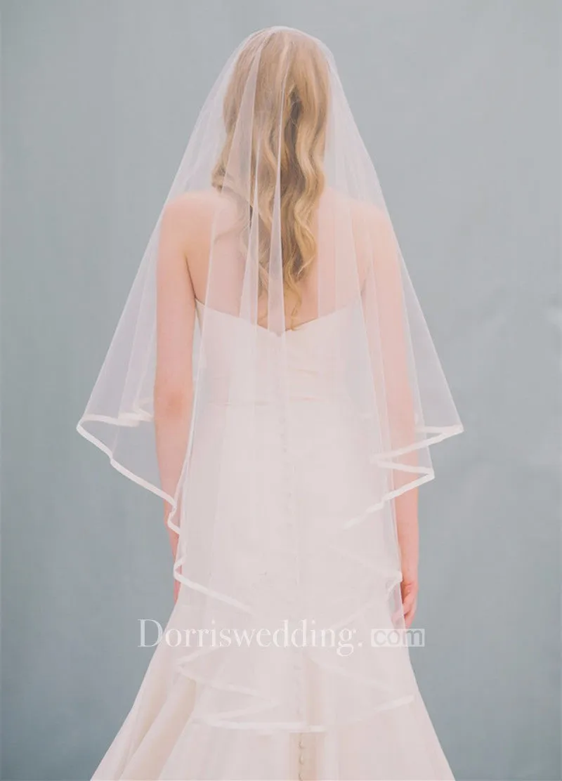 Medium And Short Single-layer Simple Veil Satin Bread Side Veil