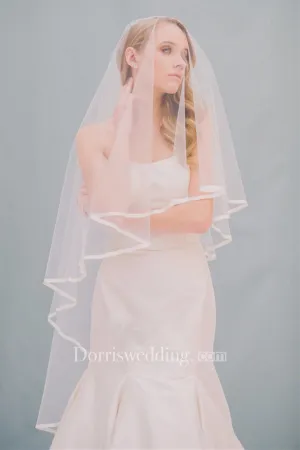 Medium And Short Single-layer Simple Veil Satin Bread Side Veil