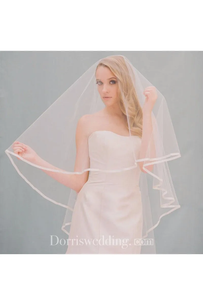 Medium And Short Single-layer Simple Veil Satin Bread Side Veil