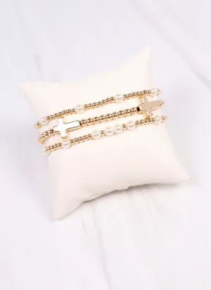 Mena Cross Bracelet Set GOLD