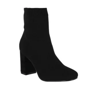 MIA Womens Black Knit Cushioned Erika Square Toe Block Heel Booties 7 M