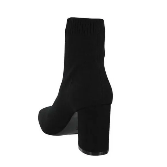 MIA Womens Black Knit Cushioned Erika Square Toe Block Heel Booties 7 M