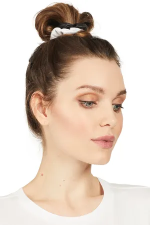 Milk Vegan Leather Scrunchie (Two-Tone Black White)