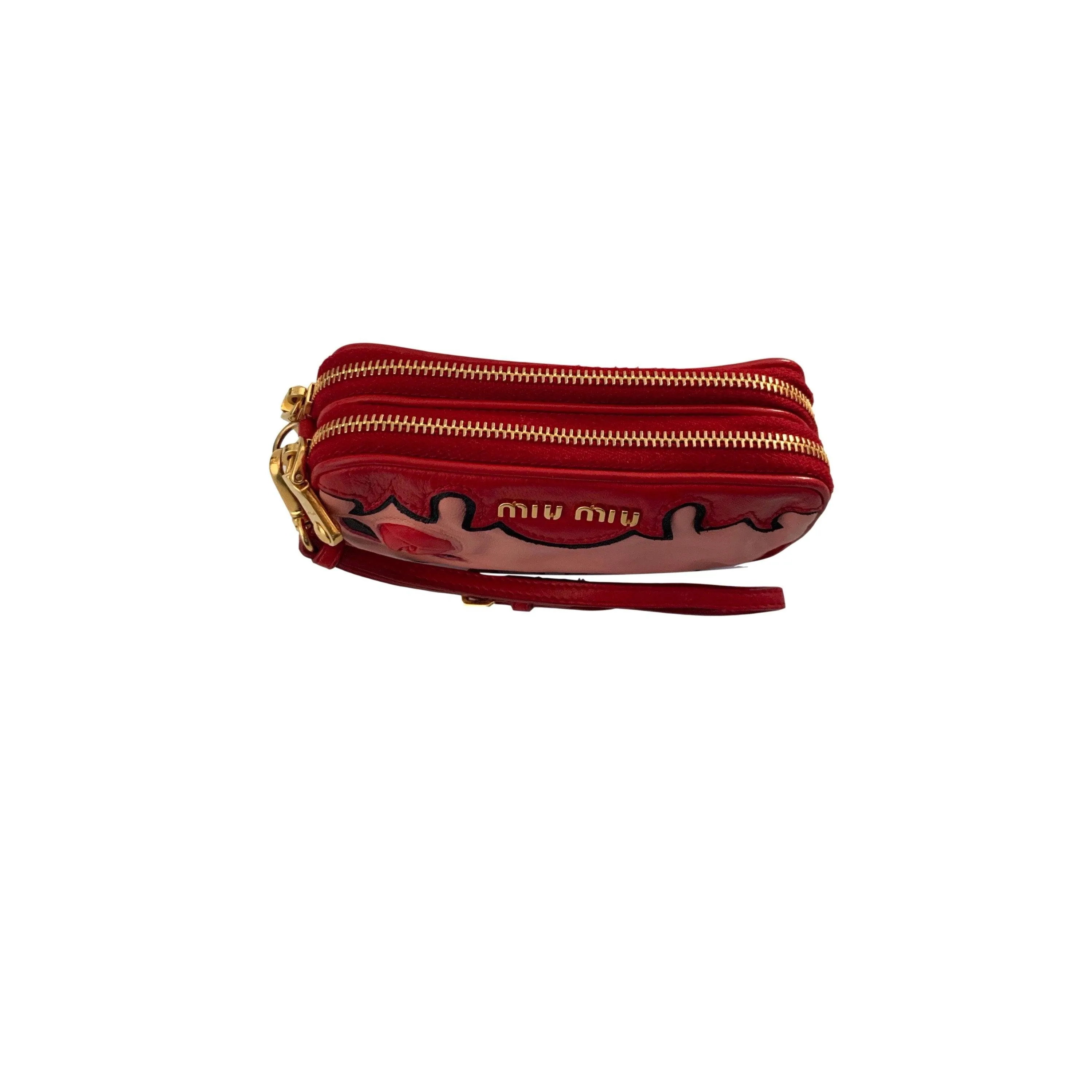 Miu Miu Red Colorblock Mini Wristlet
