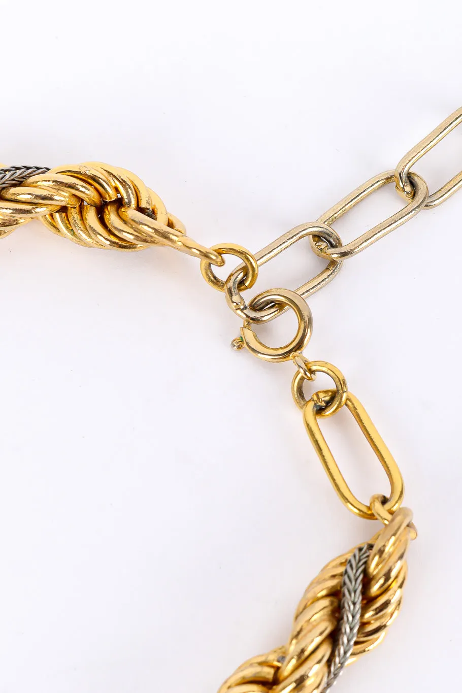 Mixed Metal Tassel Drop Necklace