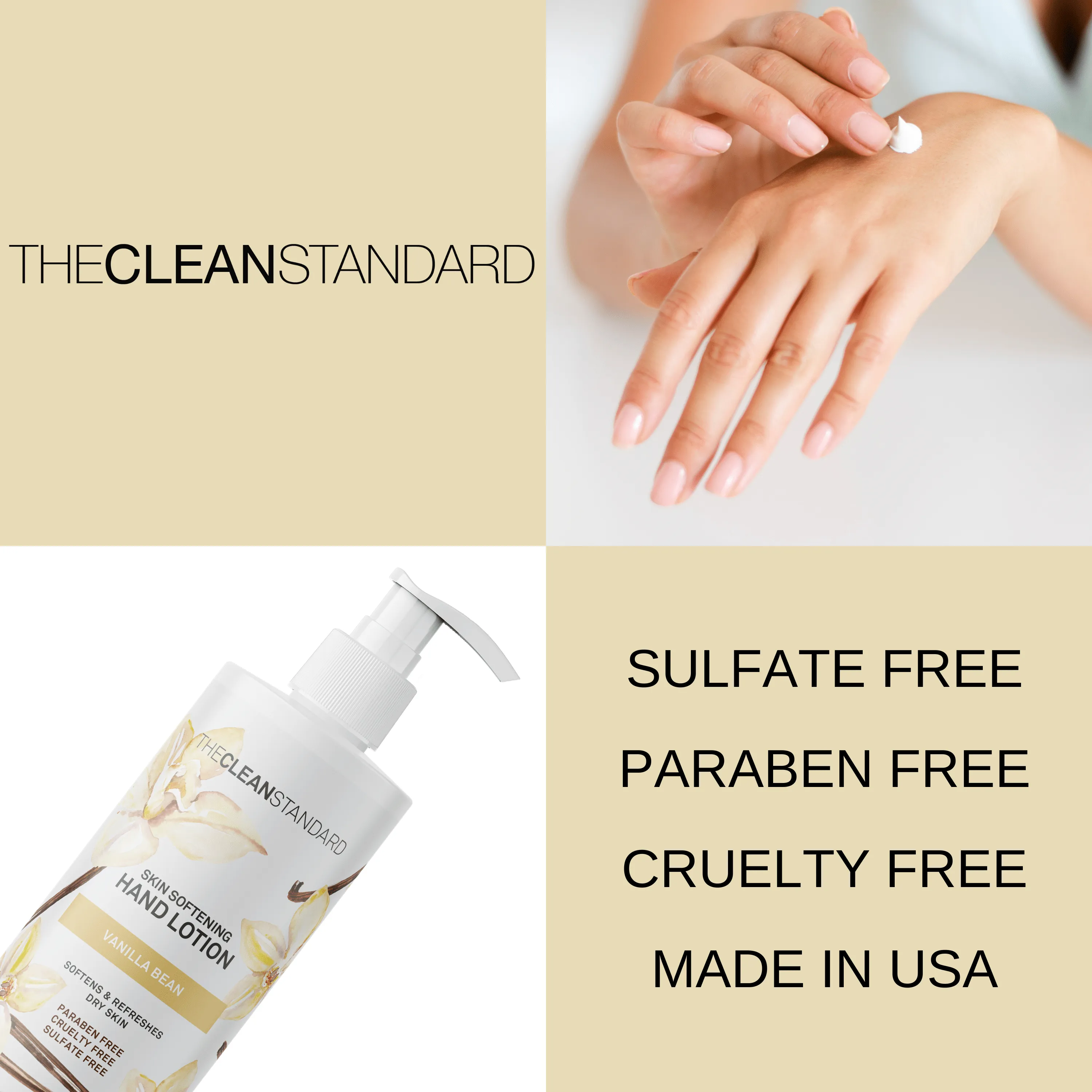 Moisturizing Hand Lotion for Dry Skin and Moisturizer with Shea Butter, Vanilla Extract | Hydrating Non Greasy Hand Cream for Women and Men by THE CLEAN STANDARD | 2 Bottle Set x 16 fl oz with Lotion Pump