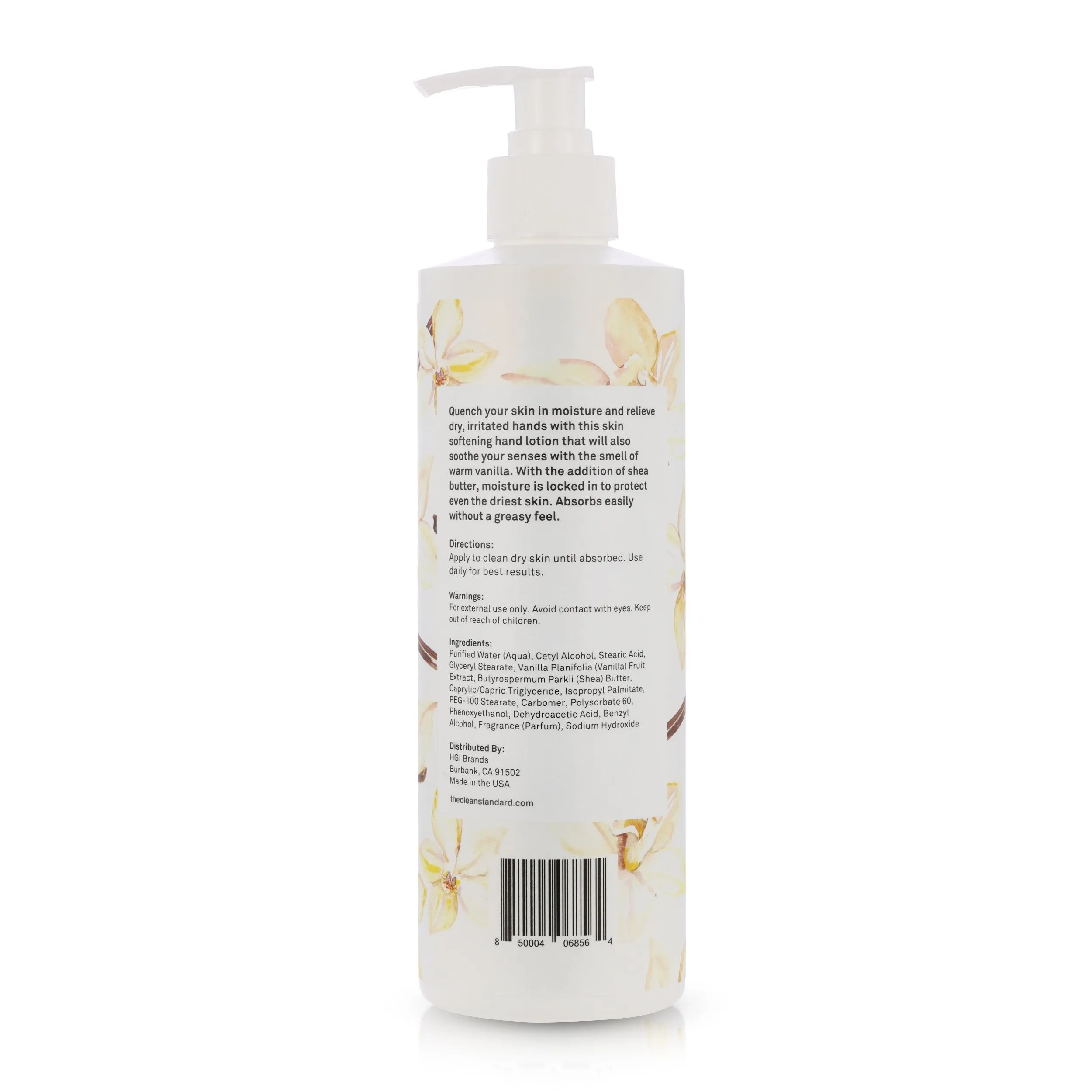 Moisturizing Hand Lotion for Dry Skin and Moisturizer with Shea Butter, Vanilla Extract | Hydrating Non Greasy Hand Cream for Women and Men by THE CLEAN STANDARD | 2 Bottle Set x 16 fl oz with Lotion Pump
