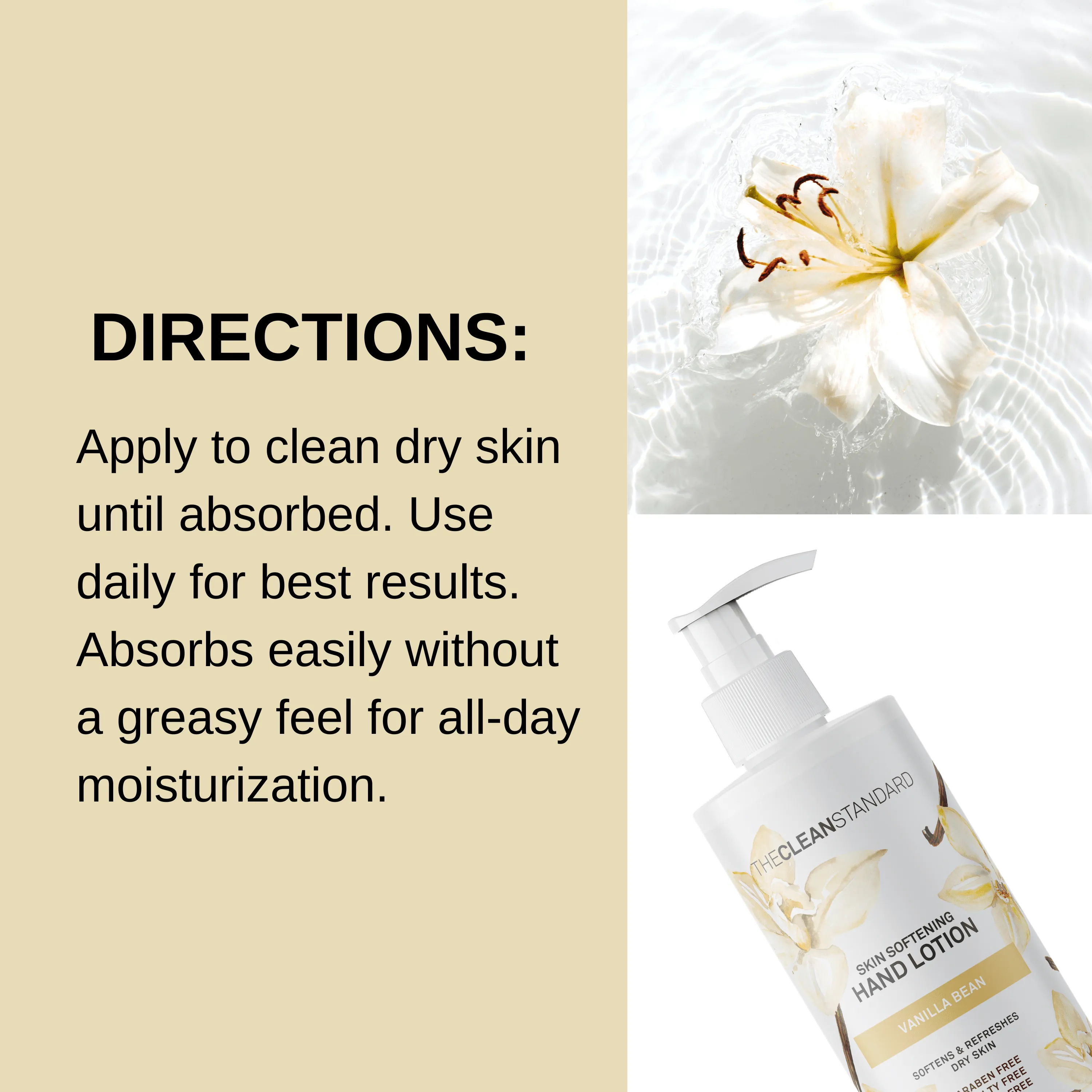 Moisturizing Hand Lotion for Dry Skin and Moisturizer with Shea Butter, Vanilla Extract | Hydrating Non Greasy Hand Cream for Women and Men by THE CLEAN STANDARD | 2 Bottle Set x 16 fl oz with Lotion Pump
