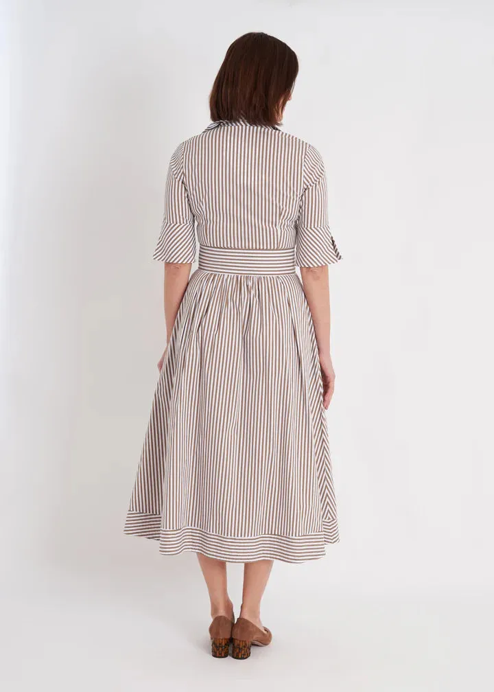 Monaco Dress (Taupe Stripe)