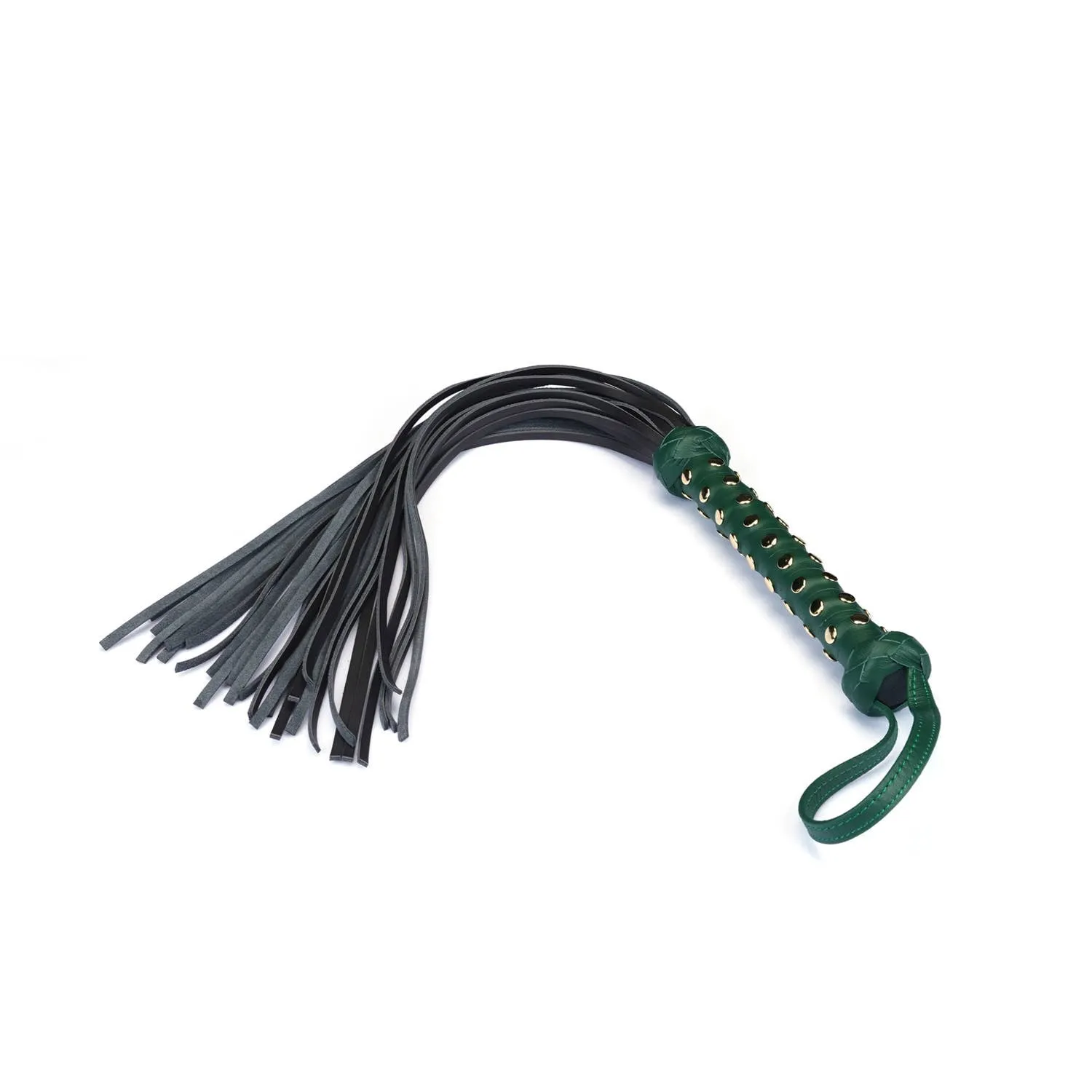 Mossy Chic Heavy Leather Flogger with Studded Handle