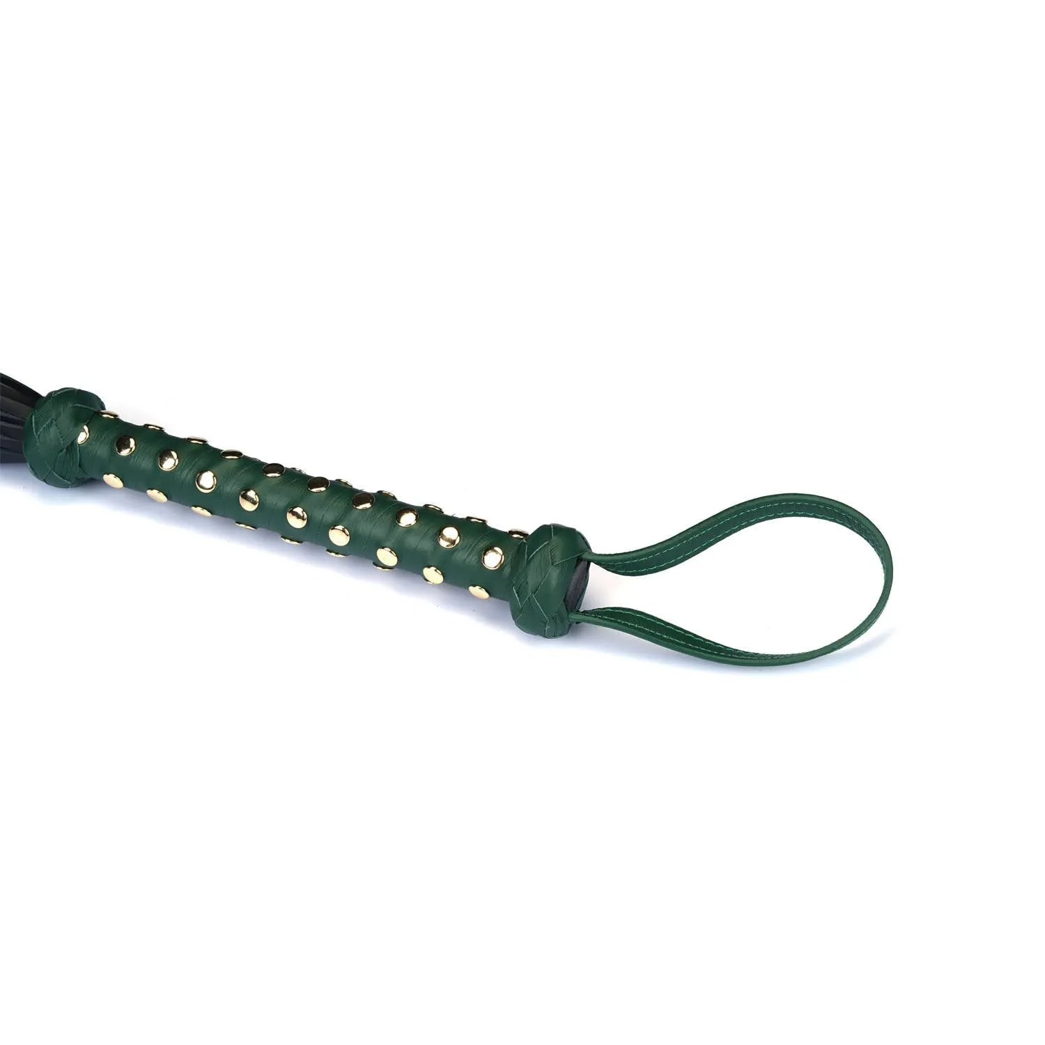 Mossy Chic Heavy Leather Flogger with Studded Handle