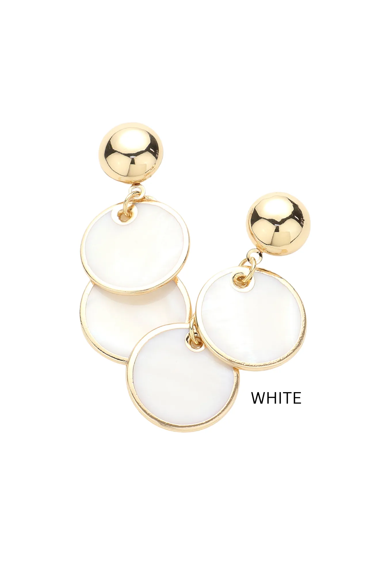 Mother Of Pearl Disc Link Dangle Earrings