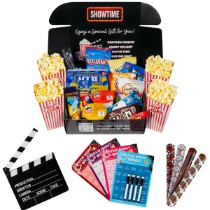 Movie Night Gift Box Set Snacks   Movie Night Bingo & More