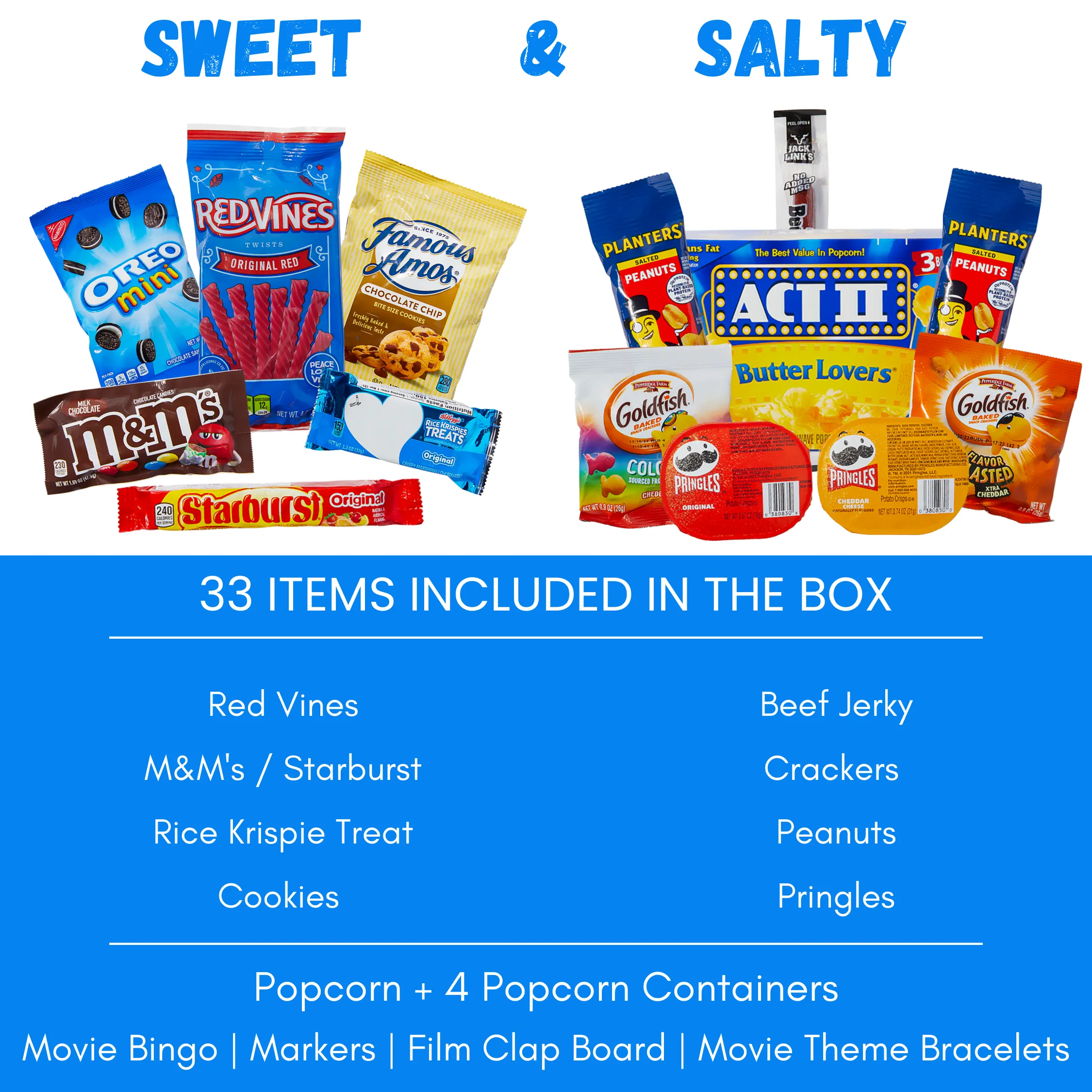 Movie Night Gift Box Set Snacks   Movie Night Bingo & More