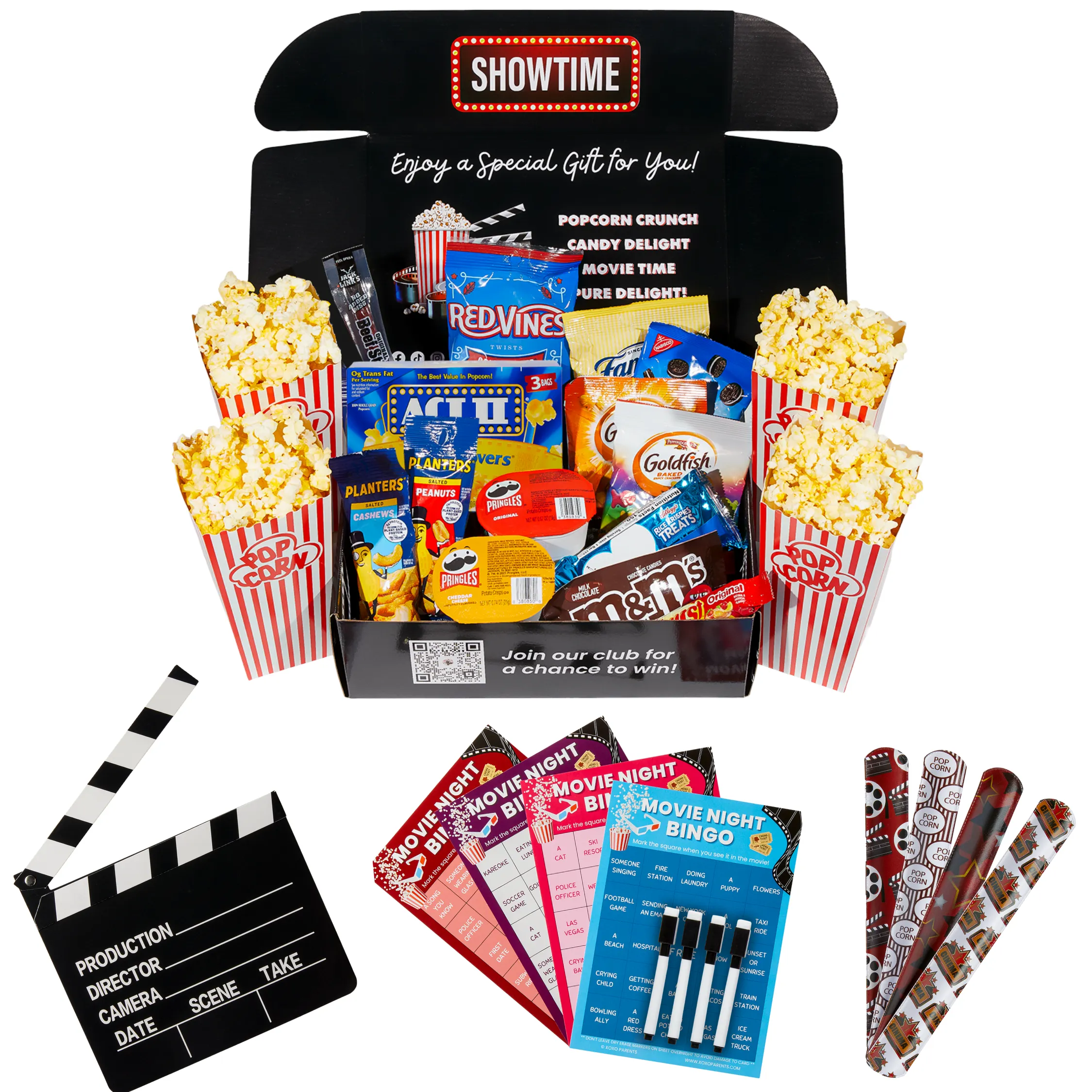 Movie Night Gift Box Set Snacks   Movie Night Bingo & More