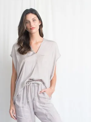 Natalie Busby Cascade Top Light Grey Cupro