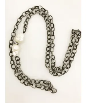 Nathan & Moe Baroque Pearl and Topaz Oxidized Silver Necklace