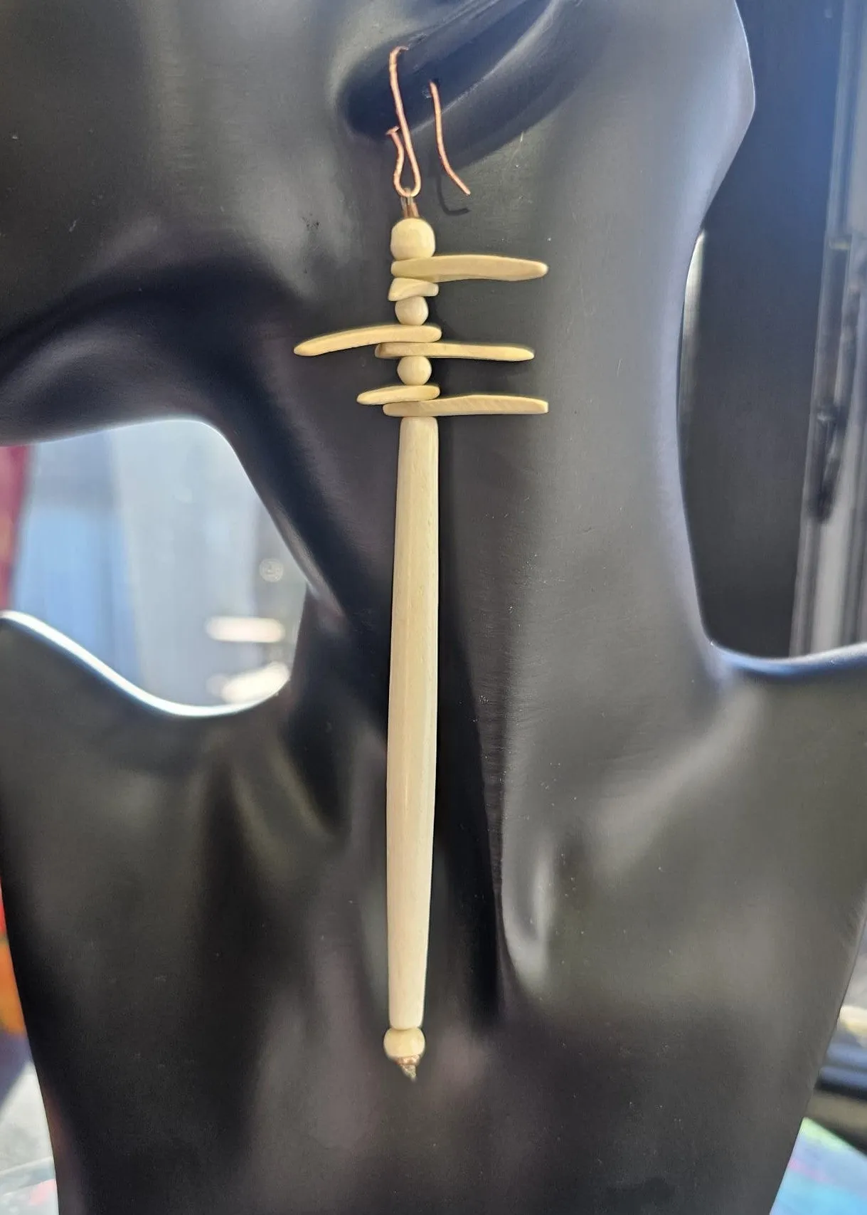 Natural Mineral (Bone) Spike Earrings by Tonnie's Chest