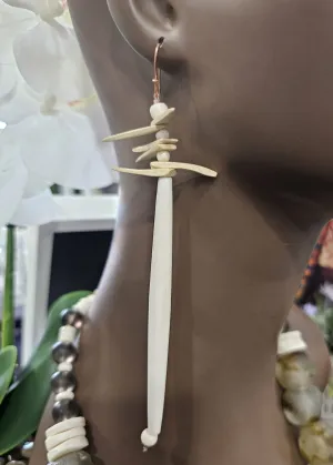 Natural Mineral (Bone) Spike Earrings by Tonnie's Chest