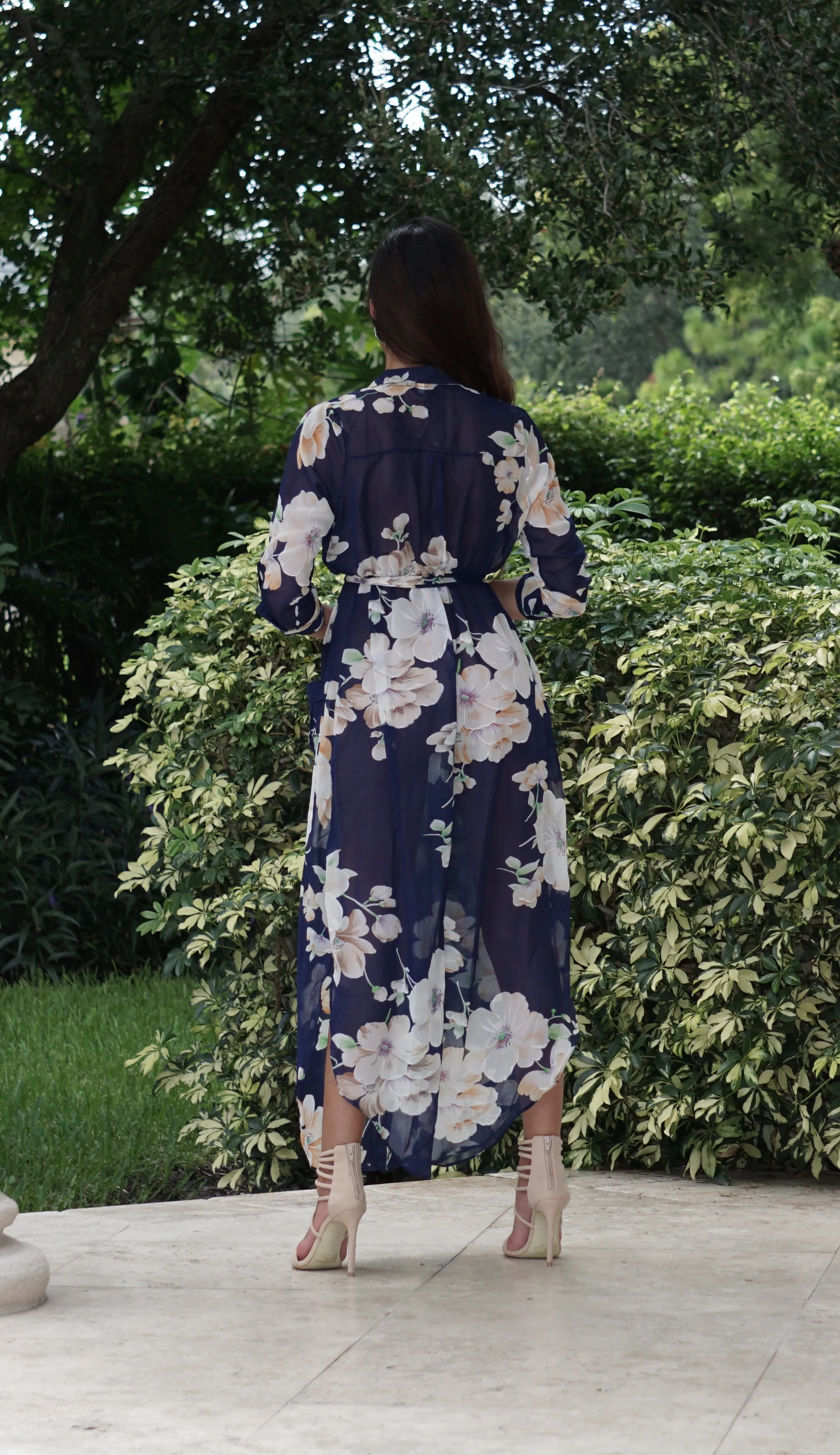 Navy Floral Cover Up