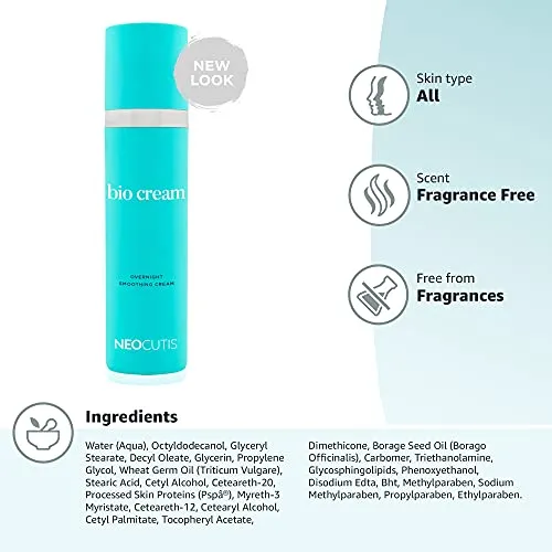 NEOCUTIS Overnight Smoothing Bio Cream, Fragrance free, 1.69 Fl Oz