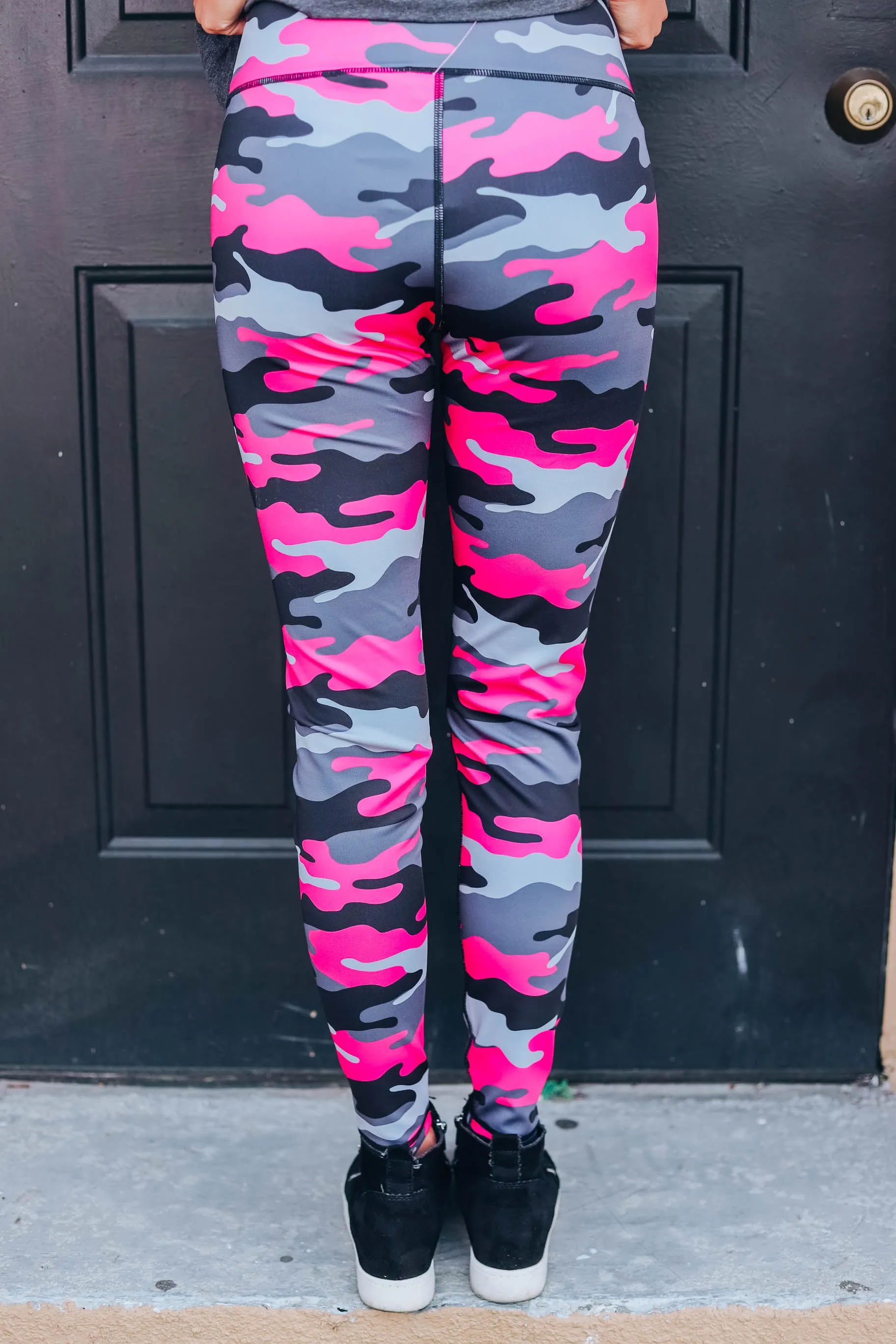 Neon Pink/Grey Active Leggings