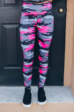Neon Pink/Grey Active Leggings
