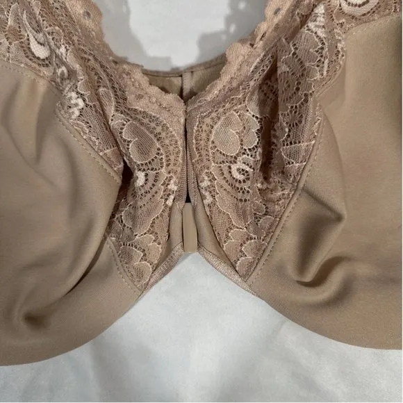NEW $59 Glamorise [ 42F ] WonderWire Front-Closure Lace Bra in Black‎
