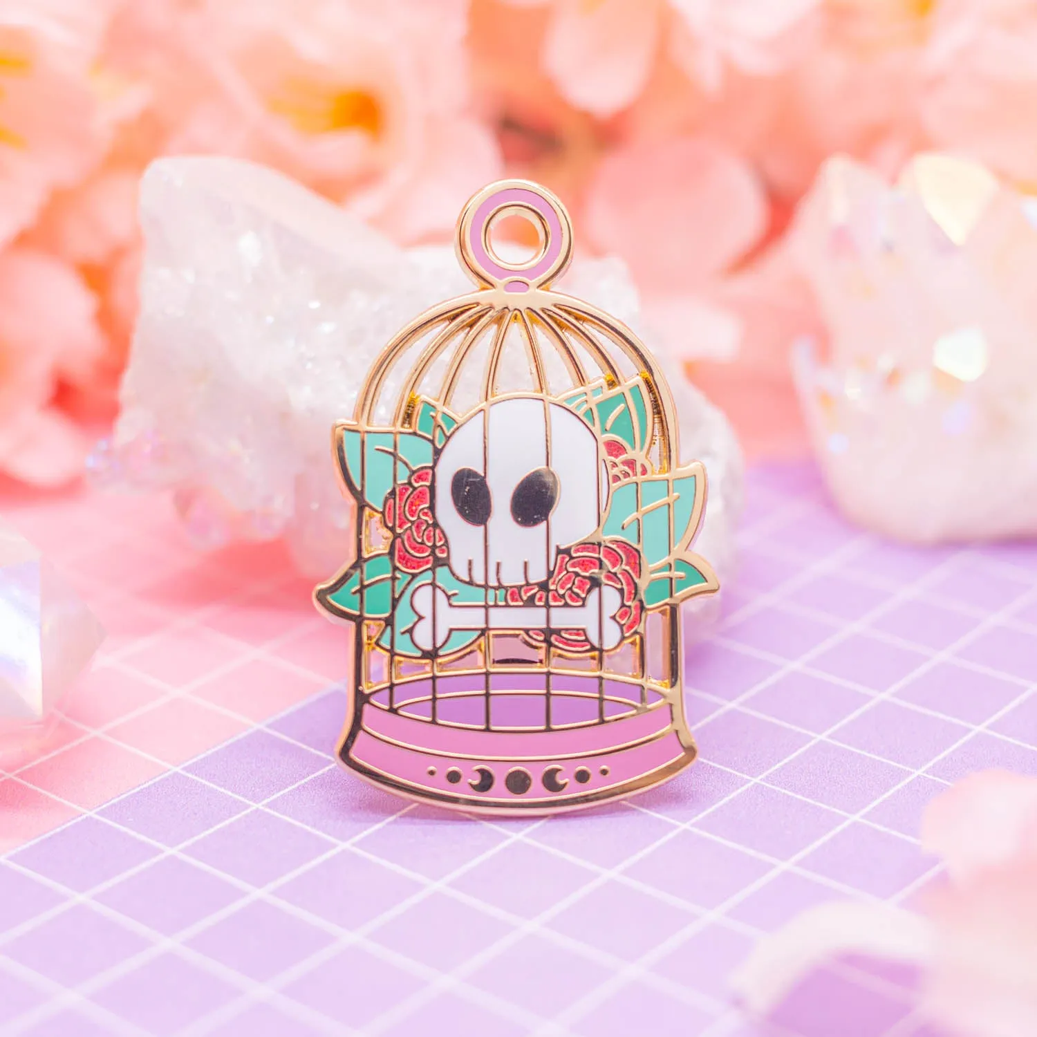 Night Market - "Bonesy, the Floral Familiar" enamel pin