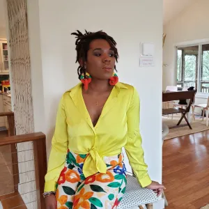 Nova satin lime blouse