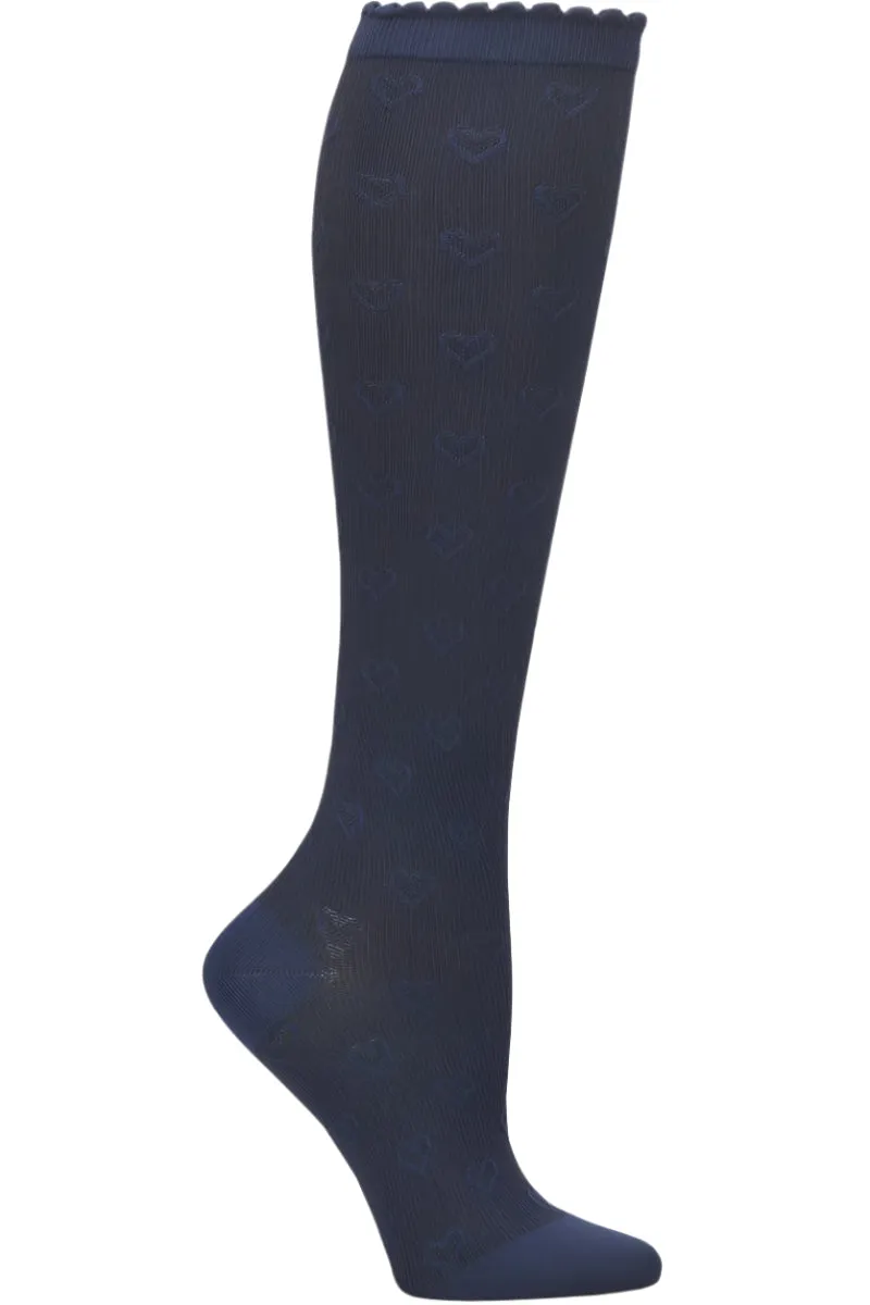 Nurse Mates Compression Socks Scalloped Heart Regular Calf Up To 17"