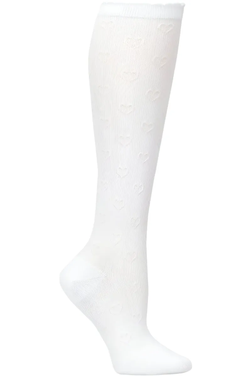 Nurse Mates Compression Socks Scalloped Heart Regular Calf Up To 17"