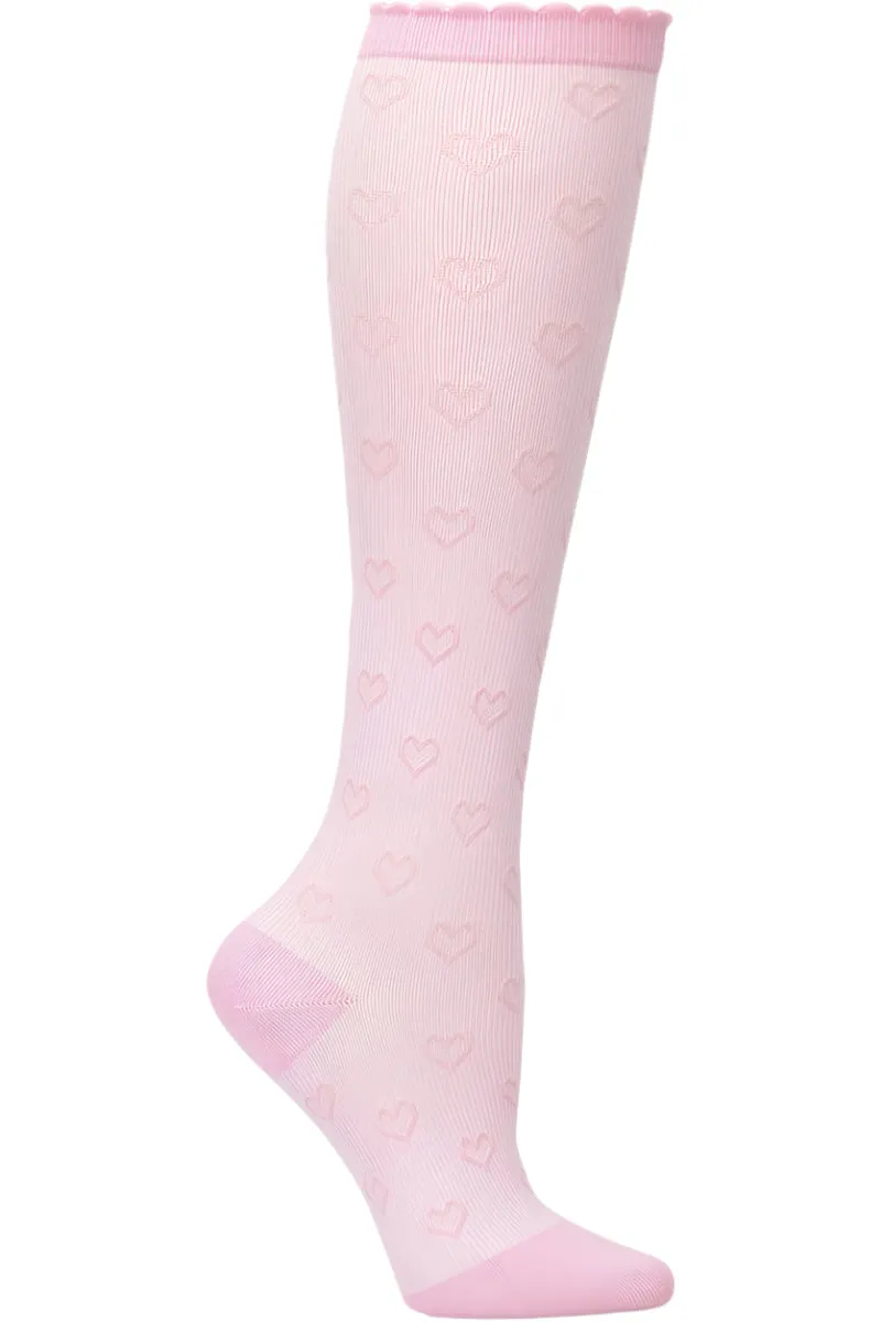 Nurse Mates Compression Socks Scalloped Heart Regular Calf Up To 17"
