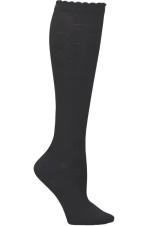Nurse Mates Compression Socks Scalloped Heart Regular Calf Up To 17"