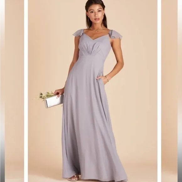 NWT Birdy Grey Kae Chiffon Dress in Silver