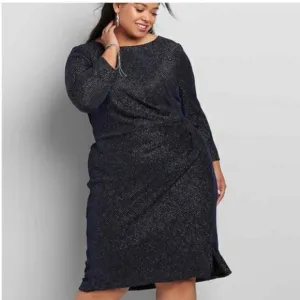 NWT Lane Bryant Ruched Side Sparkle Stretchy Party Dress 22/24
