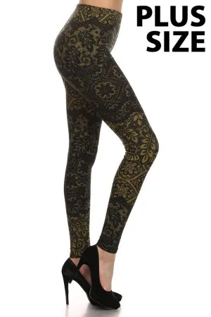 Olive Lace Plus Size Leggings