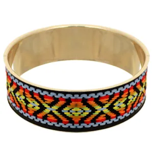 Orange Multicolor Boho Knit Bangle Bracelet