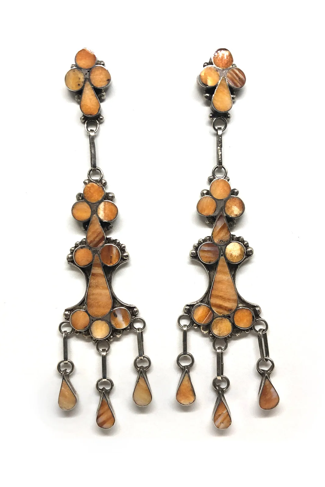 Orange Spiny Shell Chandelier Earrings