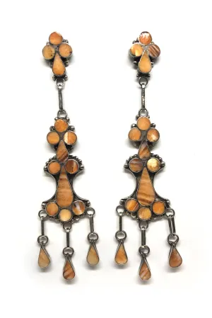 Orange Spiny Shell Chandelier Earrings