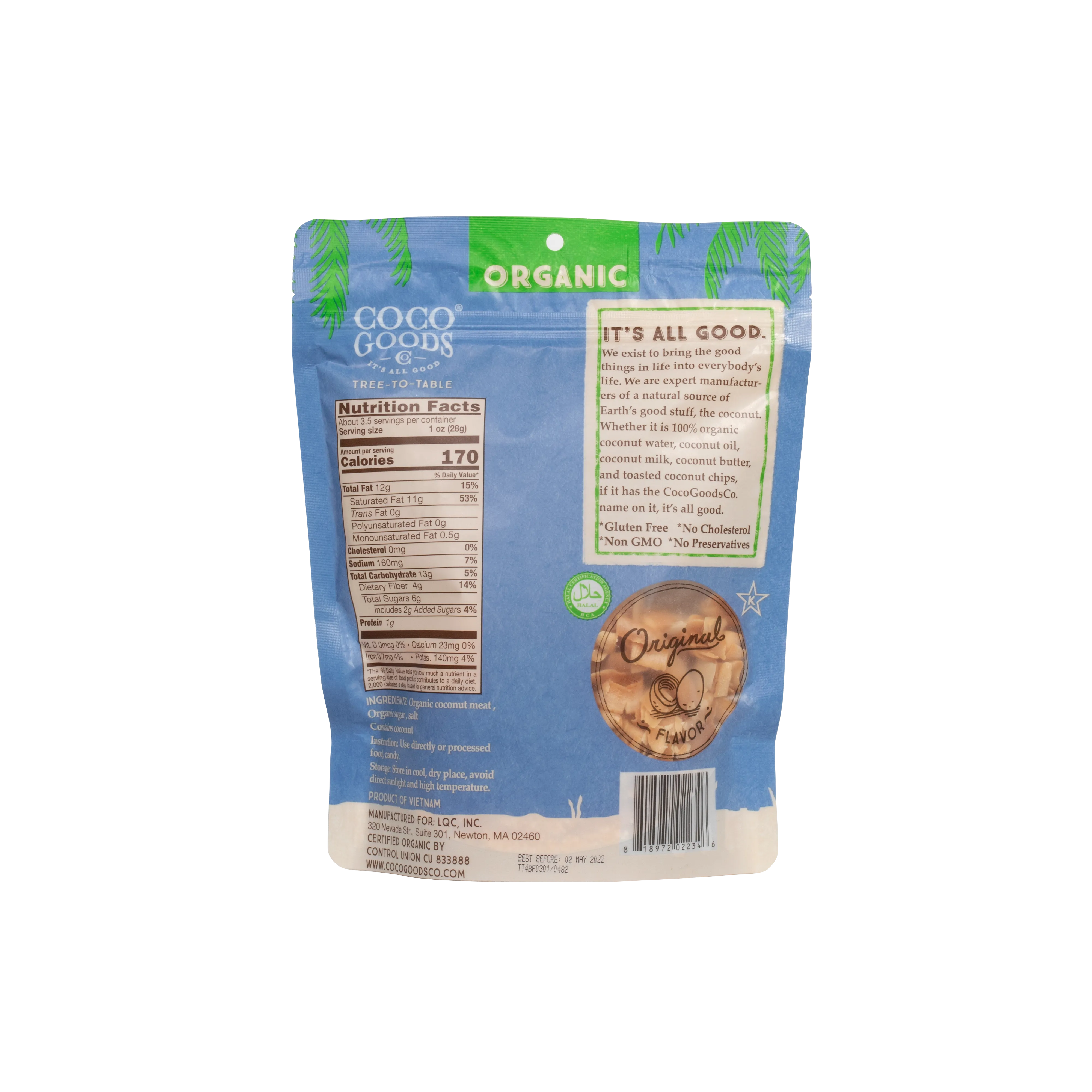 Organic Toasted Coconut Chips Original 3.5 oz Zip Lock Bag