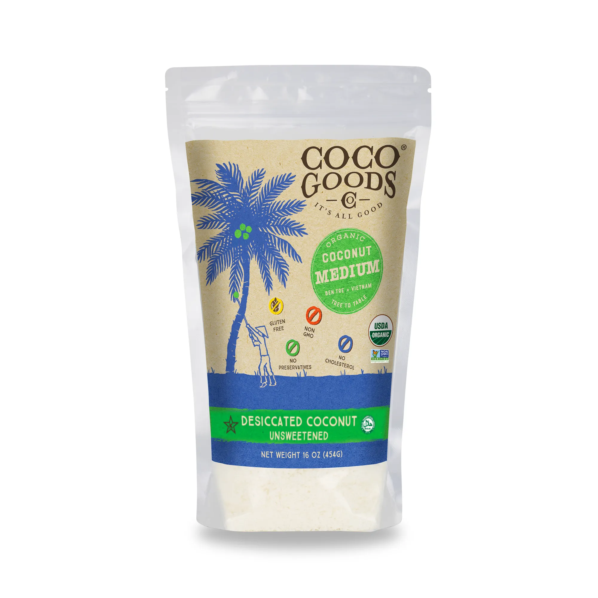 Organic Unsweetened Desiccated Coconut, Medium Grade 16 oz, 2 Pack