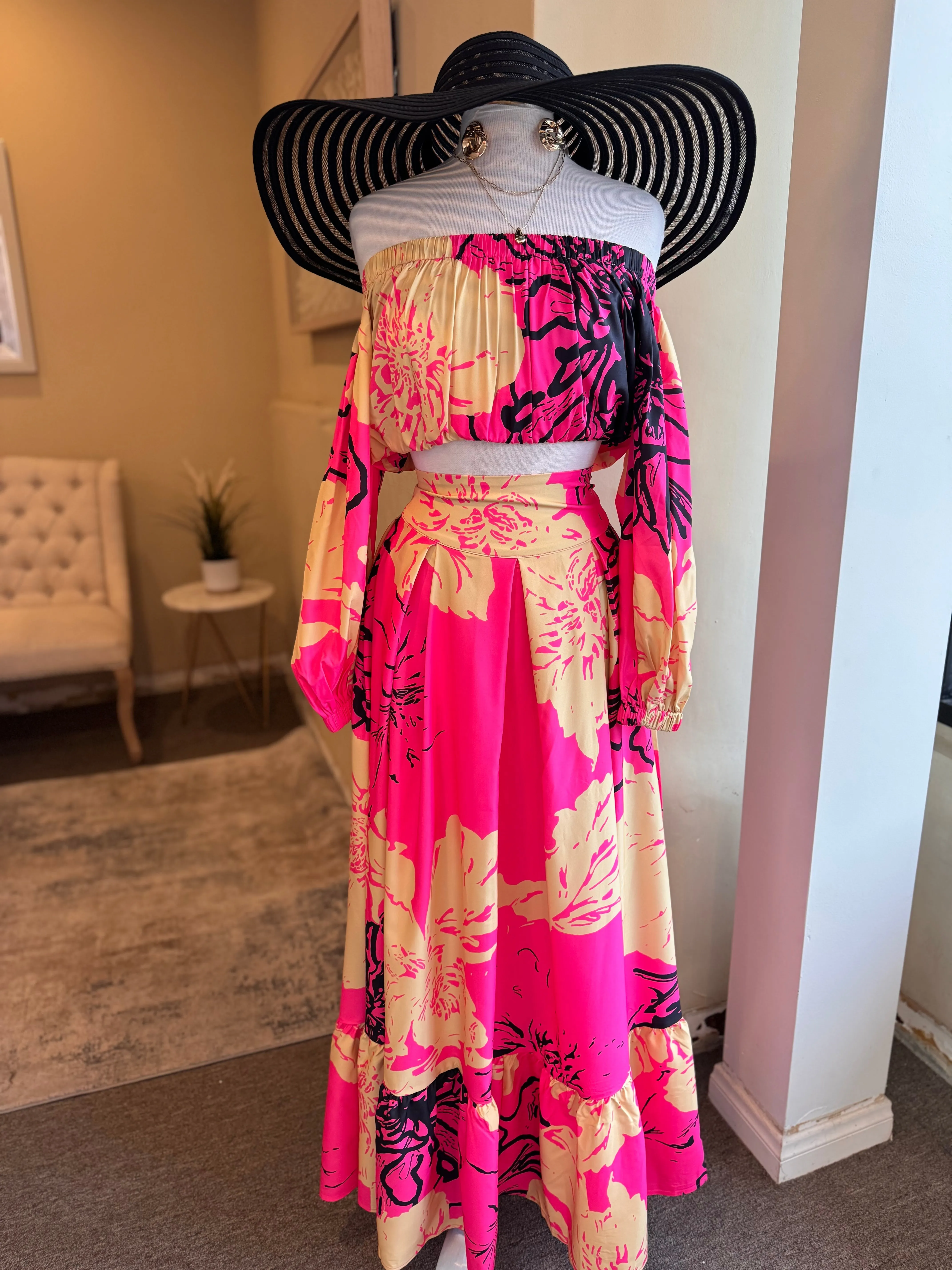 O/S Top & Wide Skirt Set
