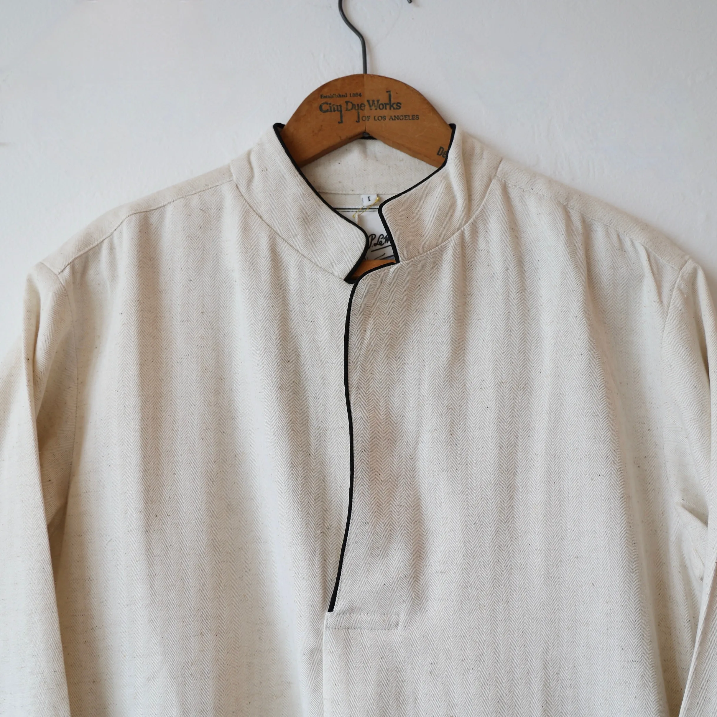 P. Le Moult Night Shirt - Natural Herringbone