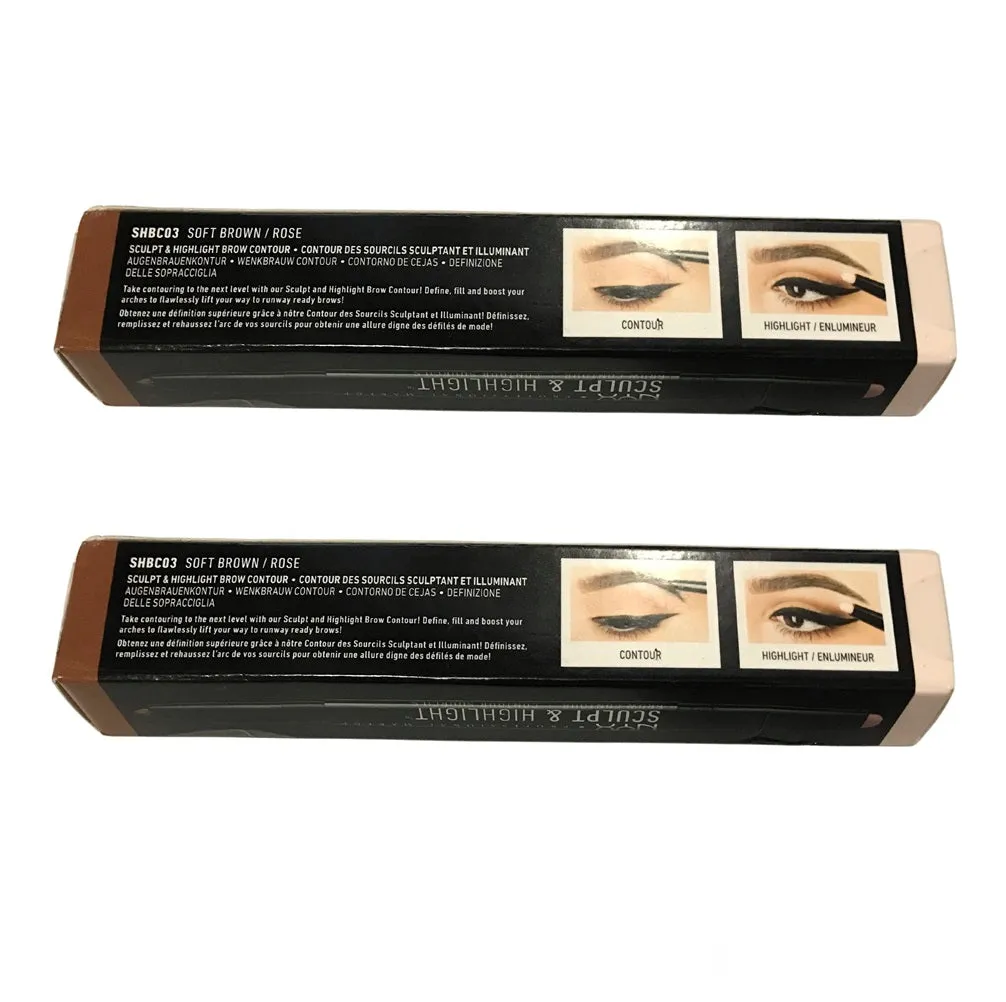 Pack of 2 NYX PROFESSIONAL MAKEUP Sculpt and Highlight Brow Contour, Soft Brown/Rose # SHBC03