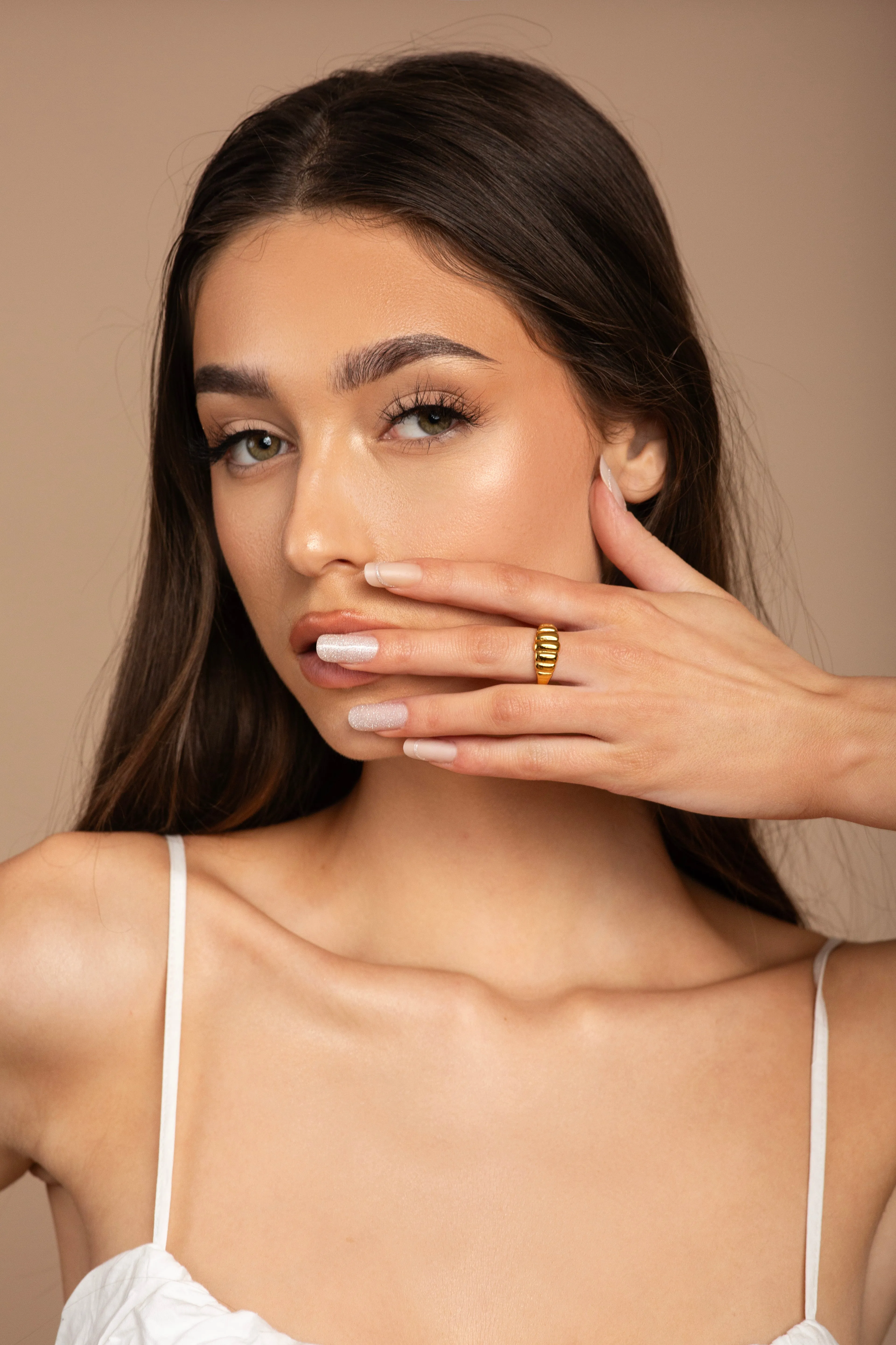 Paige Gold Ribbed Ring