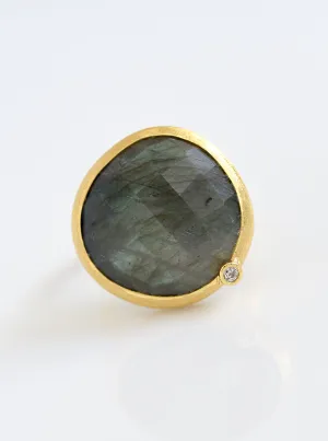 Pear Shape Gemstone with CZ Ring